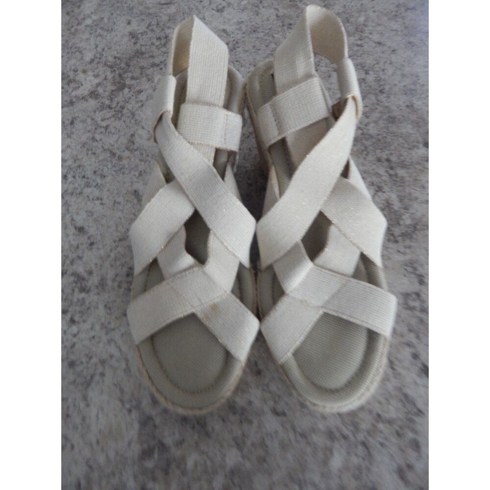 Steven by Steve Madden Janenn W Tan Stretch Woven Wedge Sandals Women's 7.5M